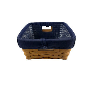 2003 Longaberger Small Storage Solutions Basket w/Protector & Blue Liner